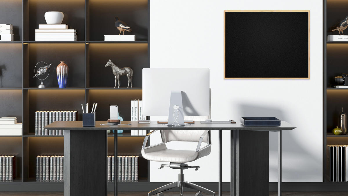 PINNWAND Schwarz mit Holz Rahmen 100x80cm - Schwarz, Holz (100/80/1.6cm) - ALLboards