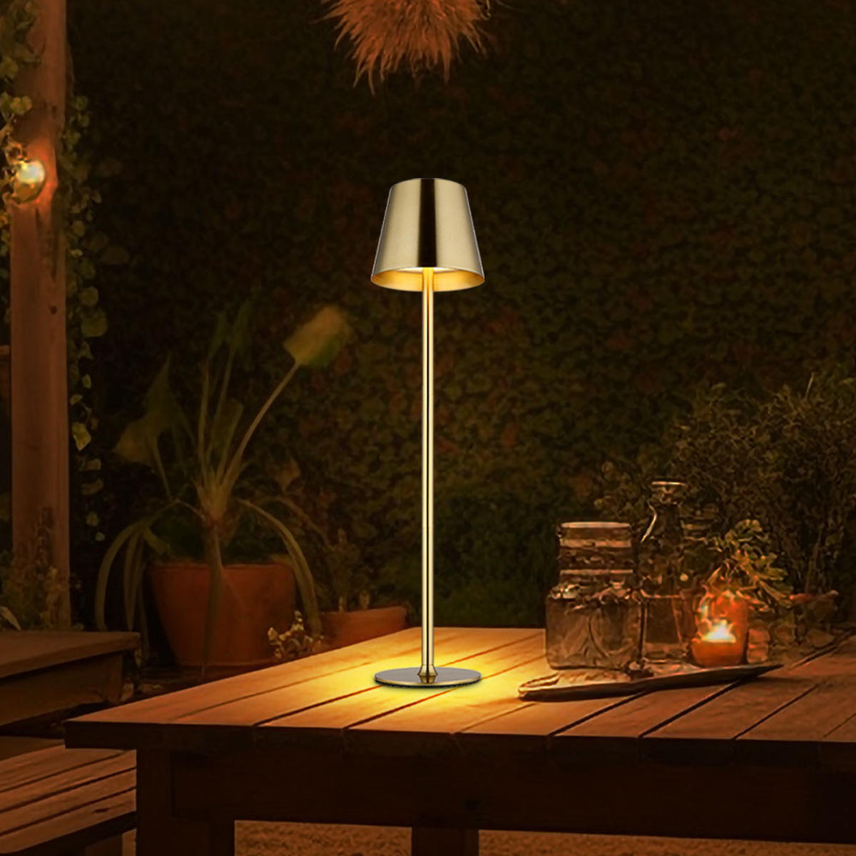 LED TISCHLEUCHTE Messing opal - Messingfarben, Metall (11.2/11.2/47cm) - Globo Lighting