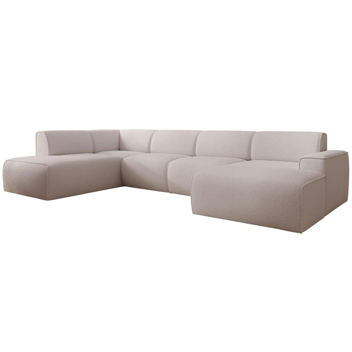 WOHNLANDSCHAFT Bouvi Hellbeige links - Ecru/Schwarz, Kunststoff/Textil (378/220cm) - Selsey