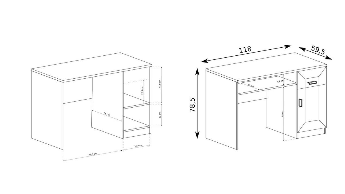 SCHREIBTISCH UDINE 118x60x78 cm Bürotisch Computertisch, Braun - Braun, Holzwerkstoff (60/118/78cm) - MASSENO