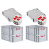 EUROBOX 4x Nextgen Color Mit Auflagedeckel 22x40x60cm Griffe Rot Geschlossen - Rot, Kunststoff (40/22/60cm) - PROREGAL