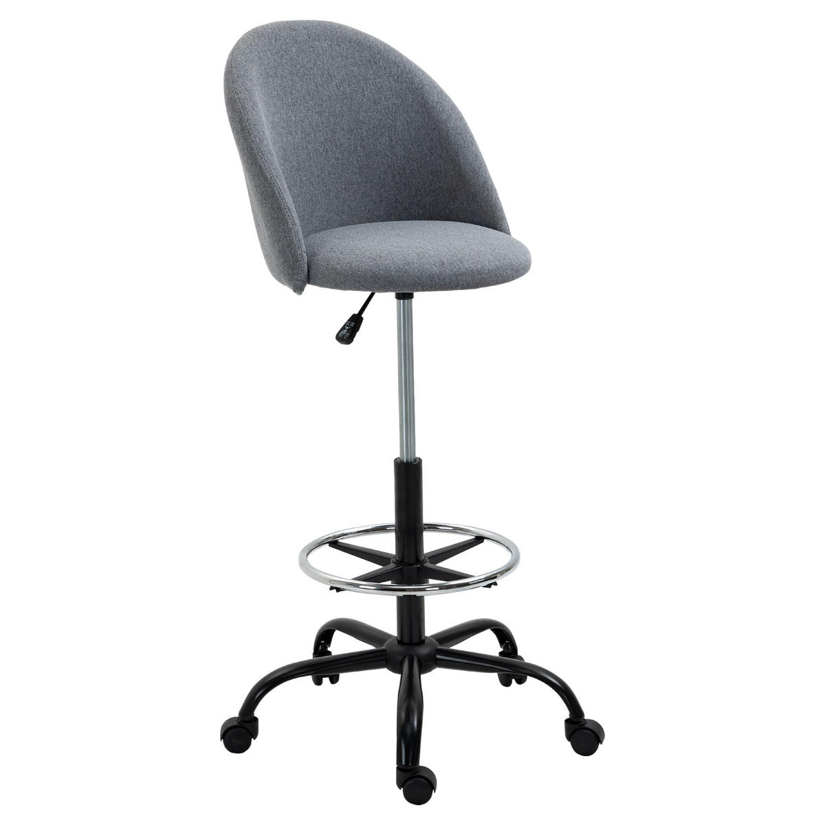 BÜROHOCKER DE-11652 höhenverstellbar 360° drehbar Grau - Grau, Textil (60/125/48cm) - ComfortXL