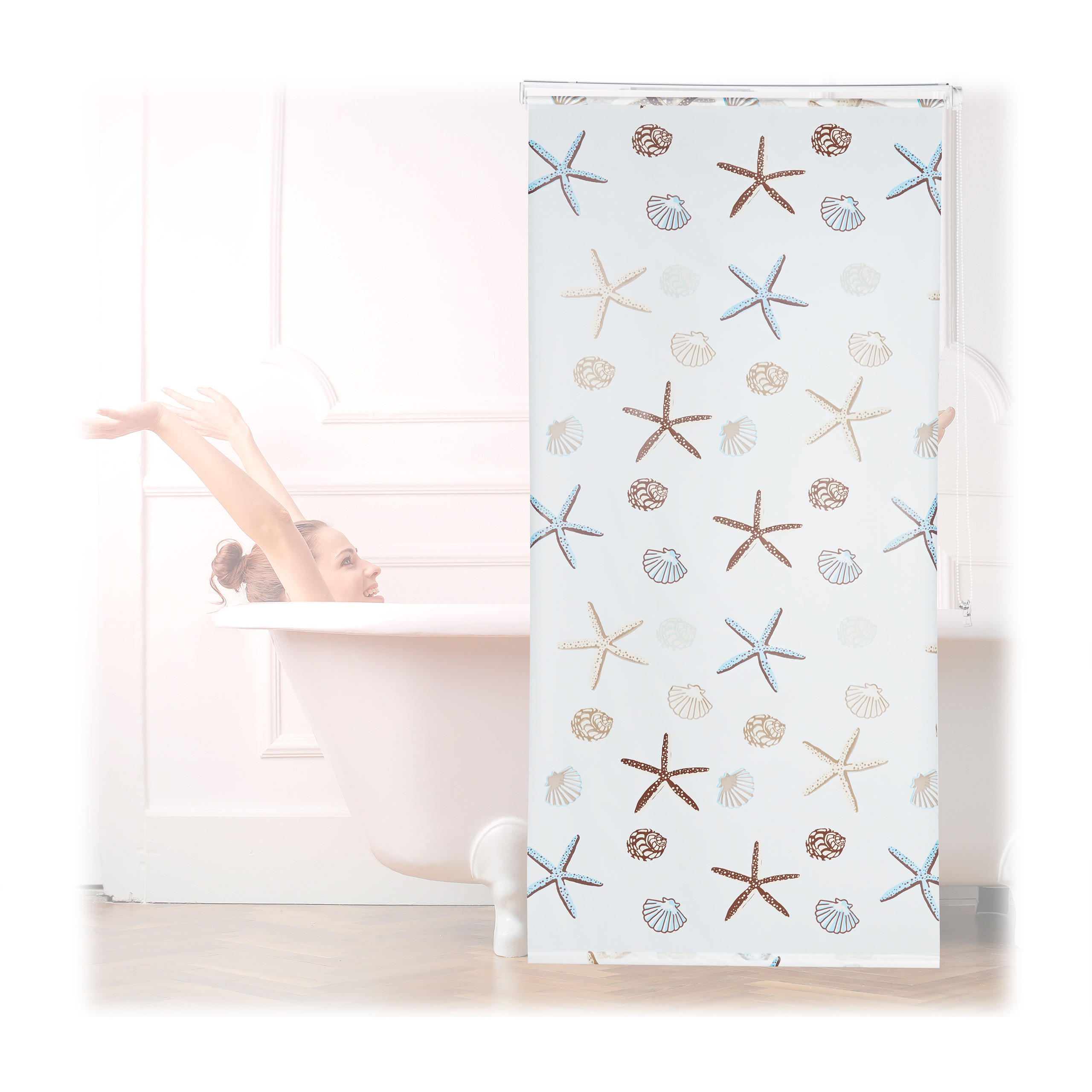 DUSCHROLLO - Multicolor, Kunststoff/Metall (100/5cm) - Relaxdays