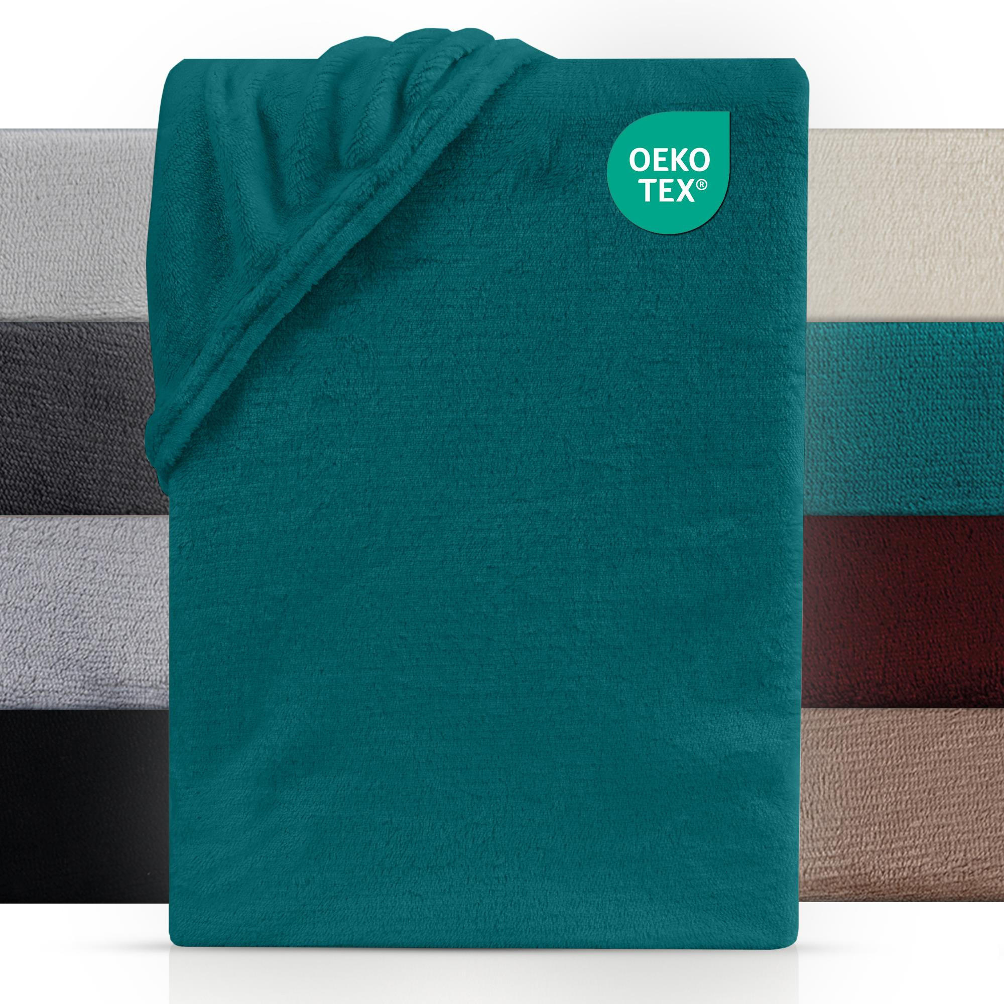BOXSPRING-SPANNBETTLAKEN Cashmere Touch 180-200x200-220 cm, Warmes Winter Bettlaken Petrol - Petrol, Textil (200/220cm) - Carpe Sonno