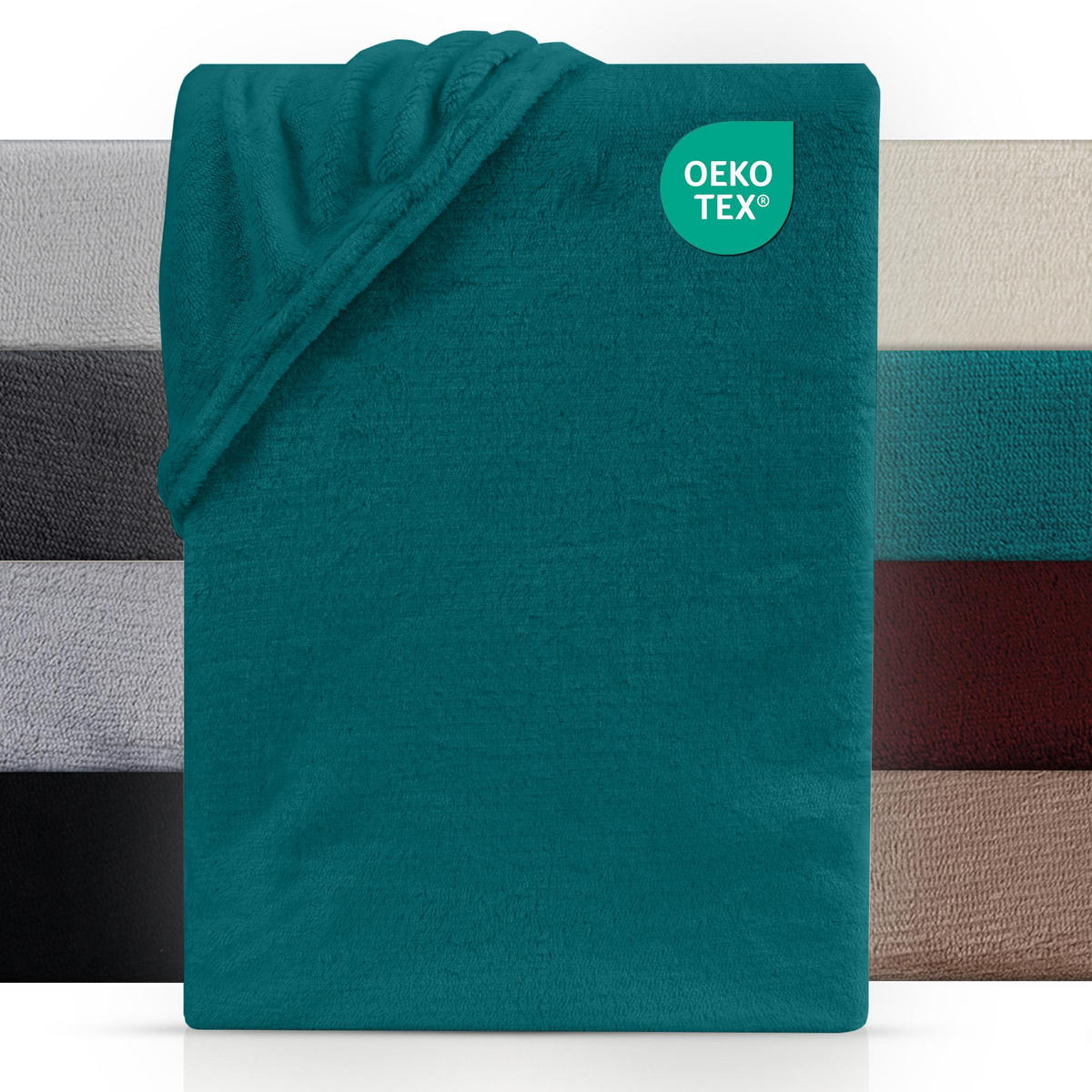 BOXSPRING-SPANNBETTLAKEN Cashmere Touch 180-200x200-220 cm, Warmes Winter Bettlaken Petrol - Petrol, Textil (200/220cm) - Carpe Sonno