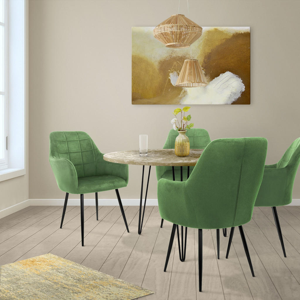 Thumbnail - Ml-Design Esszimmerstuhl, Grün, Metall, 60x84x58 cm, Esszimmer, Stühle, Esszimmerstühle, Armlehnenstühle