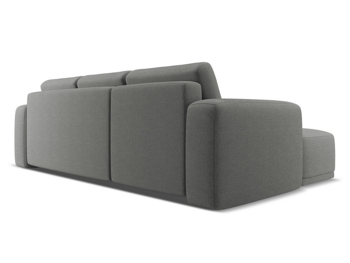 ECKSOFA mit Schlaffunktion Chenille Stoff Grau - Schieferfarben/Schwarz, Kunststoff/Textil (160/258cm) - Makamii
