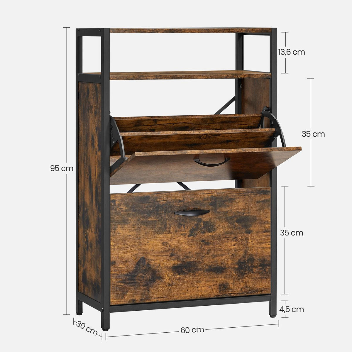 SCHUHSCHRANK - Braun, Holzwerkstoff (30/95/60cm) - Hansiro