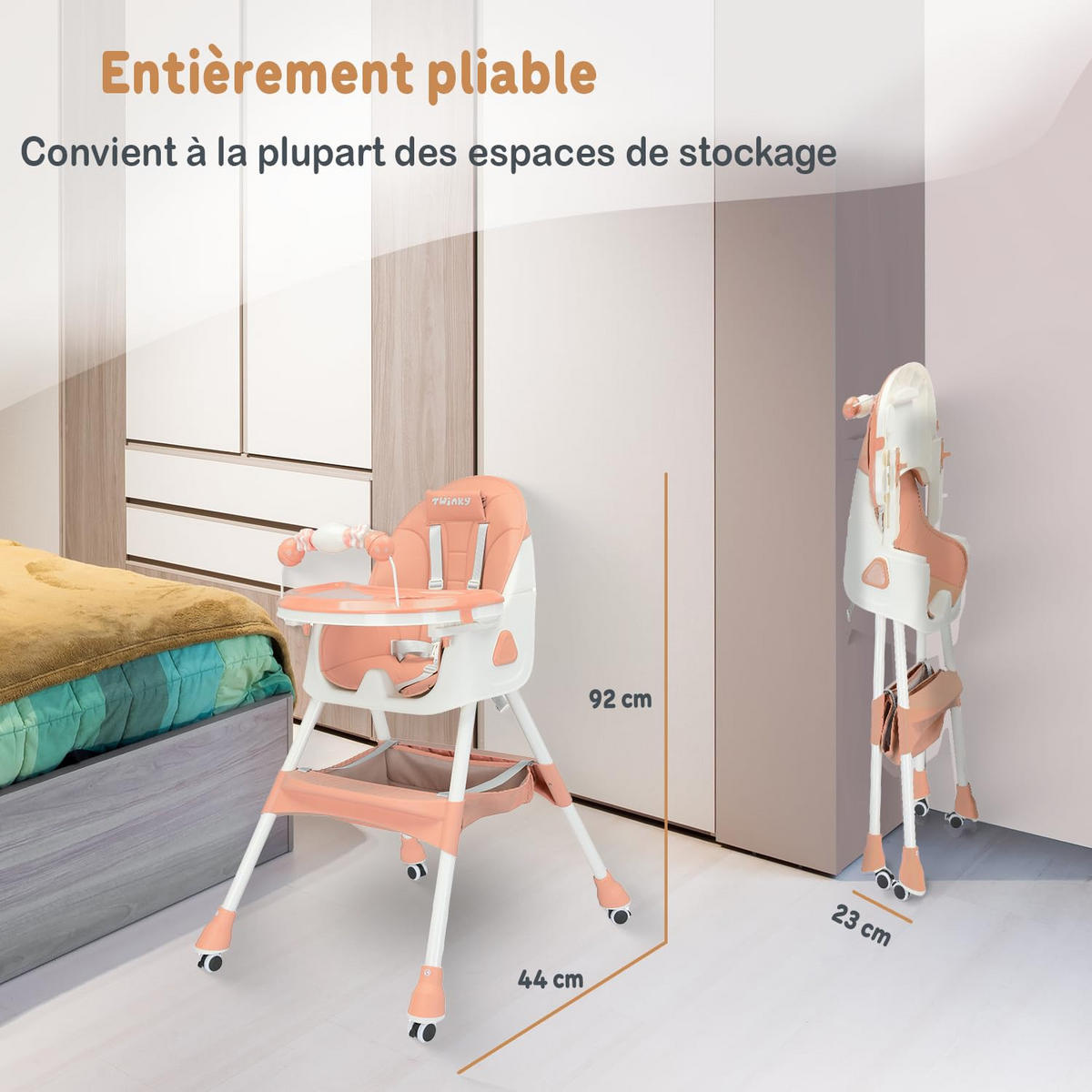 HOCHSTUHL Baby MAXI 2-in-1 mit Klappbarer Rosa - Pink, Kunststoff (40/90/40cm) - Twinky