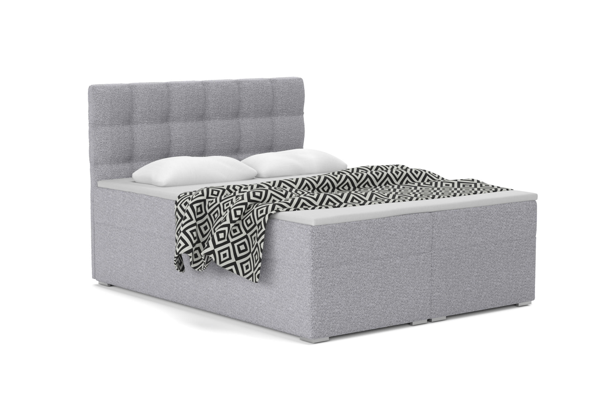 BOXBETT ABI 200/200 in Boucle Grau H3 - Grau, Holz/Holzwerkstoff (200/200cm) - Deine Möbel 24