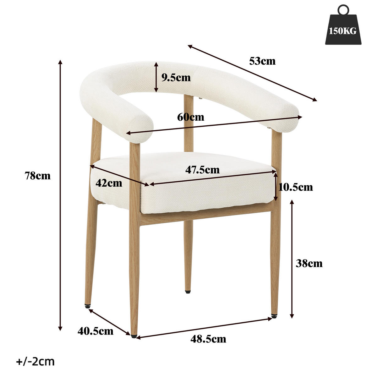 ESSZIMMERSTUHL 6-Tlg Polsterung, Metallgestell, Modern Design - Weiß, Metall (48.5/78/40.5cm) - FLIEKS
