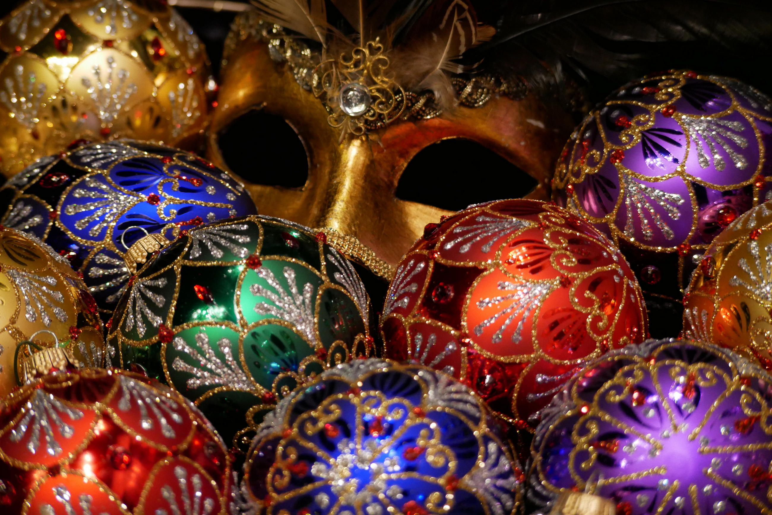 CHRISTBAUMKUGELN Sortiment im Strassdesign Mehrfarbig 8cm (Glas / 9 Stk.) - Multicolor, Glas (6/8/6cm) - Krebs Glas Lauscha