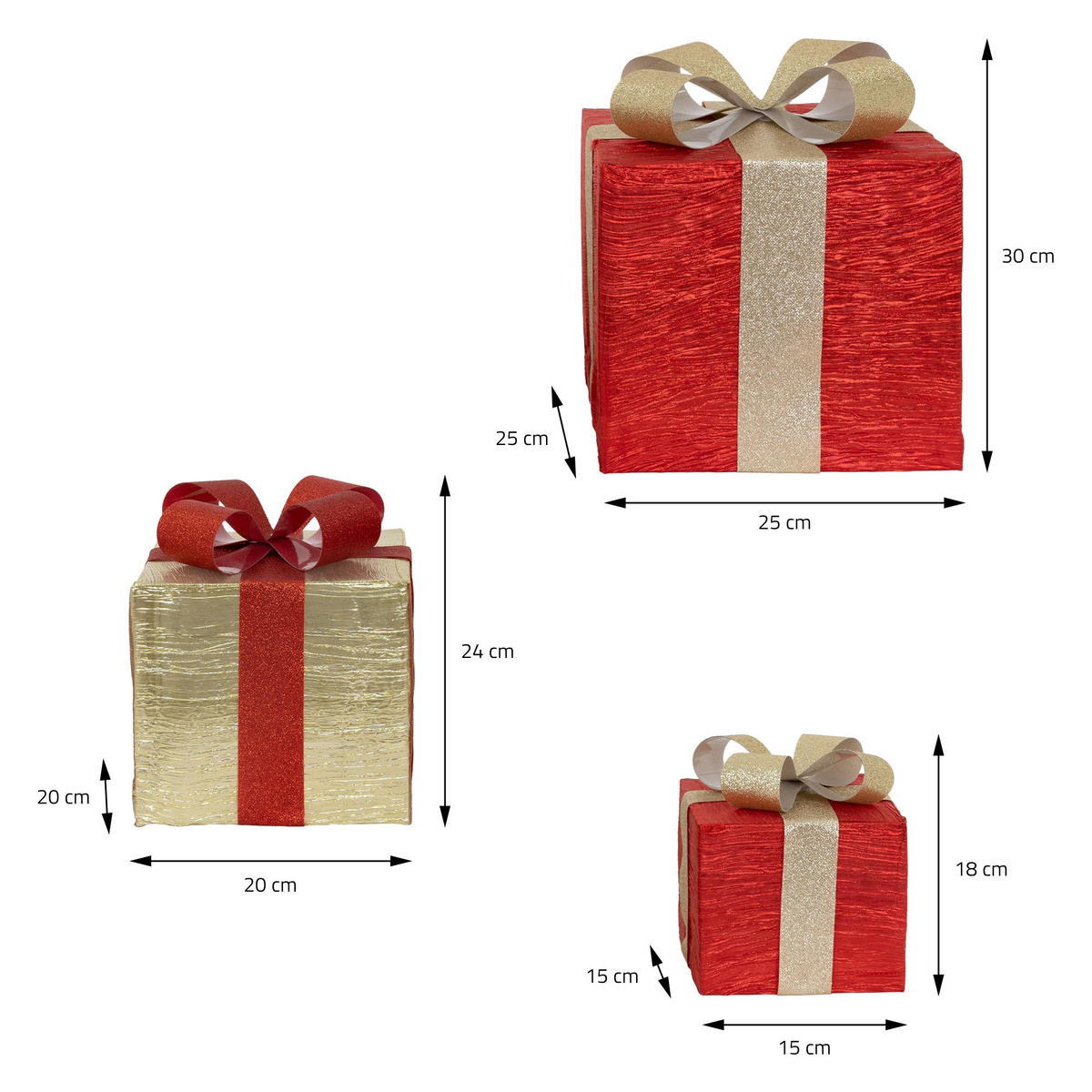 WEIHNACHT GESCHENKE 3er Set - Rot, Kunststoff (25/30/25cm)