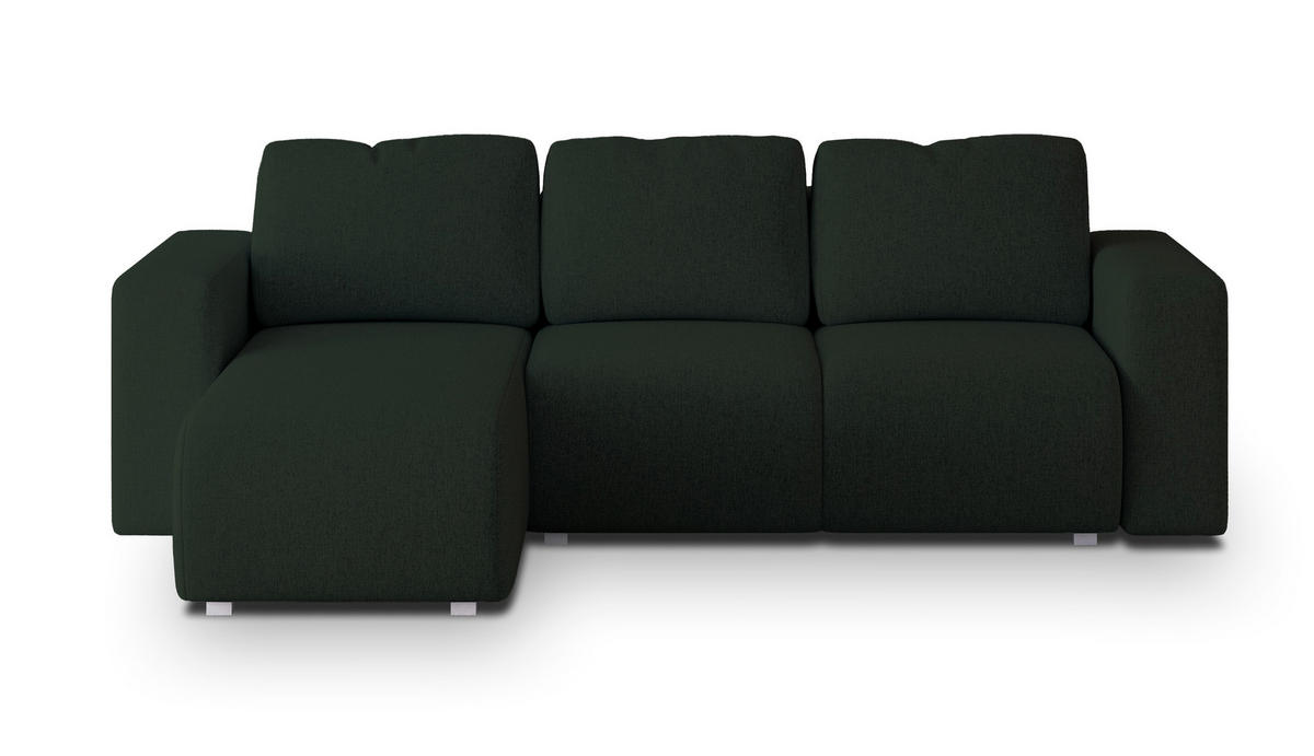 ECKSOFA RINOVA Grün Geflochtener Stoff mit Schlaffunktion - Grün, Holz (250/143cm) - MASSENO