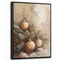 LEINWAND Bilder mit Rahmen - Weihnachten - Kugeln - Beige - Gold - 30x40 - Goldfarben, Textil (30/40cm) - MuchoWow
