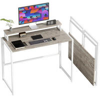 COMPUTERTISCH Natur und Schwarz klappbar mit abnehmbarem Aufsatz 100/48/87,5 cm - Naturfarben, Holzwerkstoff (48/100/87.5cm) - PANGIVO