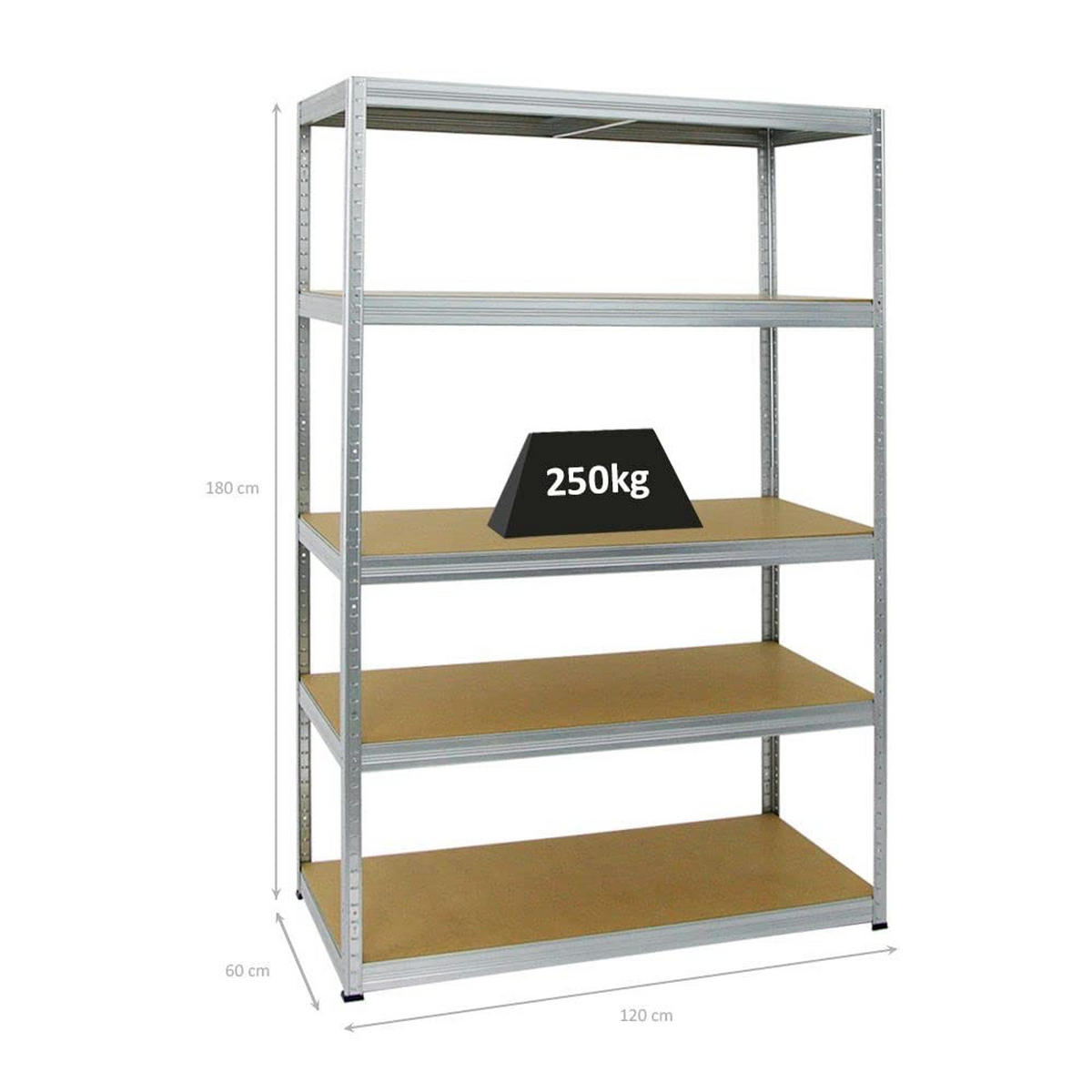 SCHWERLASTREGAL Big Elephant M 180x120x60 cm Fachlast 250 kg Verzinkt - Silberfarben, Metall (120/180/60cm) - PROREGAL