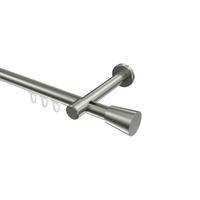 INNENLAUF-GARDINENSTANGEN-SET Prestige Sitra 280 cm (geteilt in 2 x 140 cm), 1-läufig, 20 mm Ø Edelstahl-Optik - Edelstahlfarben, Metall (280cm) - INTERDECO