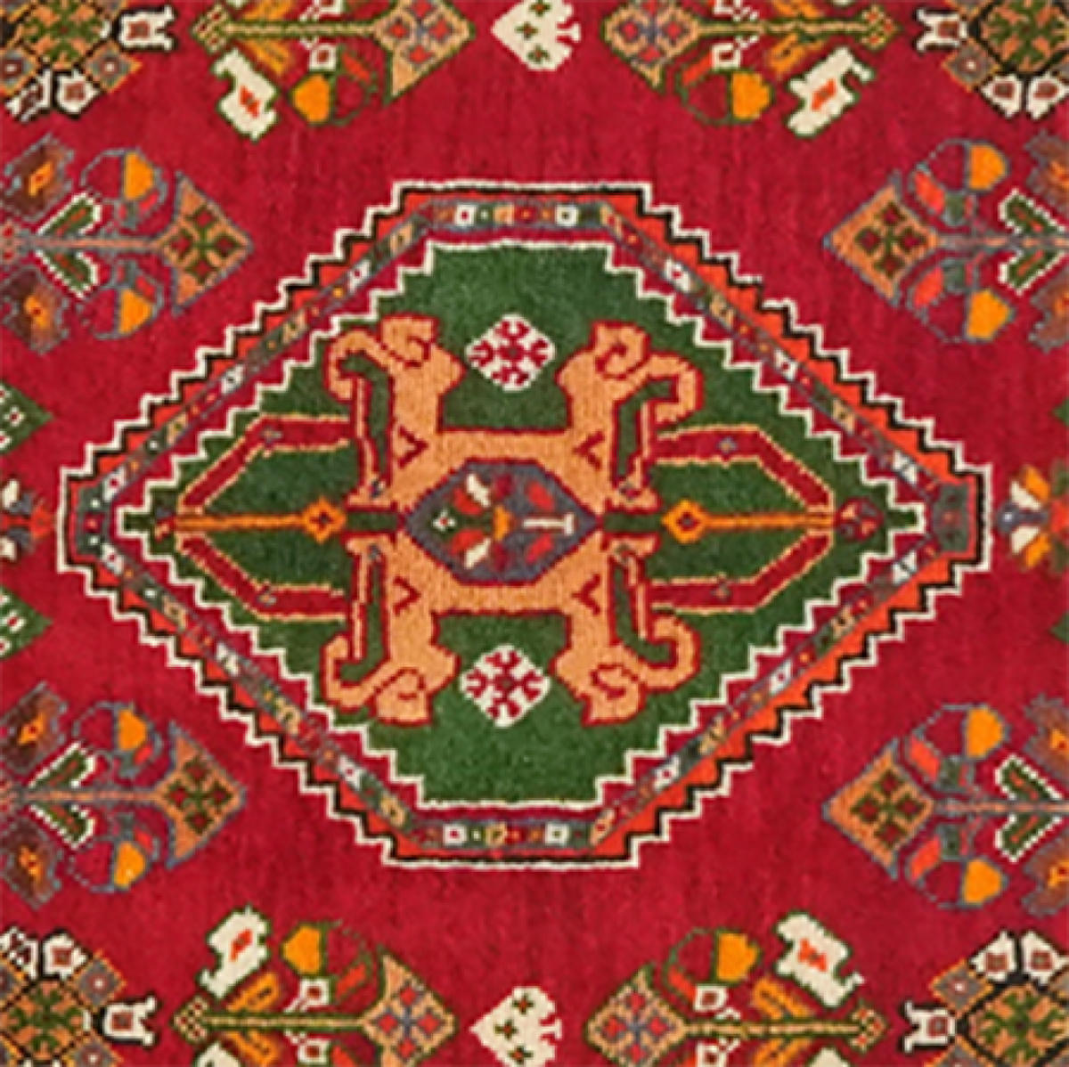 TEPPICH Gashgai Rot 50/50 cm Schurwolle - Rot, Textil (50/50cm) - Looma