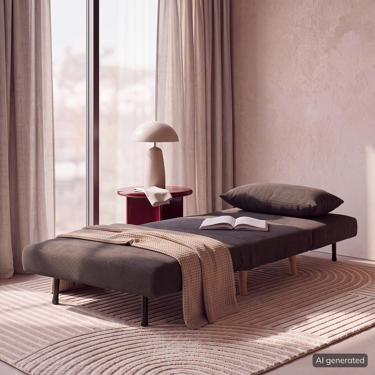 SCHLAFSESSEL - Textil / Teilmassivholz - Buchefarben/Grau, Holz/Buchenholz (77/81/90cm) - home24