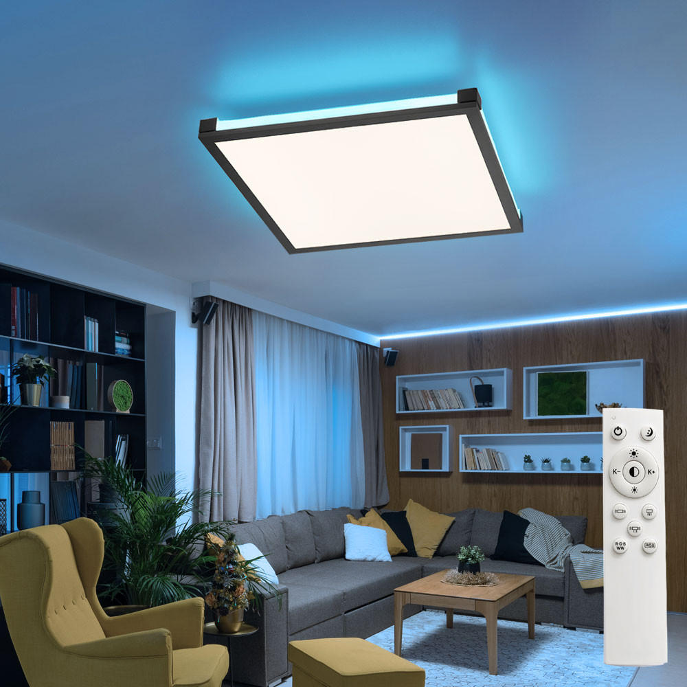 LED DECKENLEUCHTE Aufbau Schwarz Matt - Schwarz, Kunststoff (45/45/7.1cm)