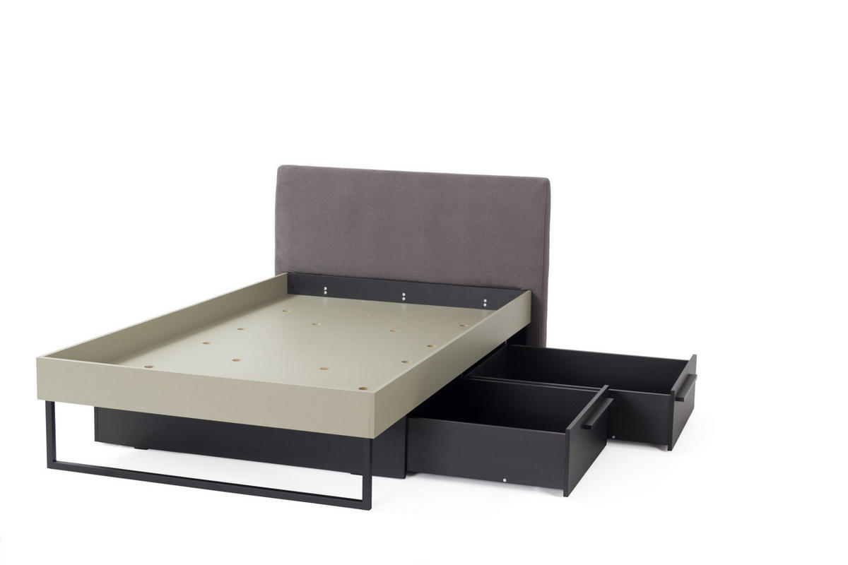 JUGENDBETT Sinus in Beige, Eiche & Marineblau Liegefläche 120 x 200 cm - Braun, Holzwerkstoff