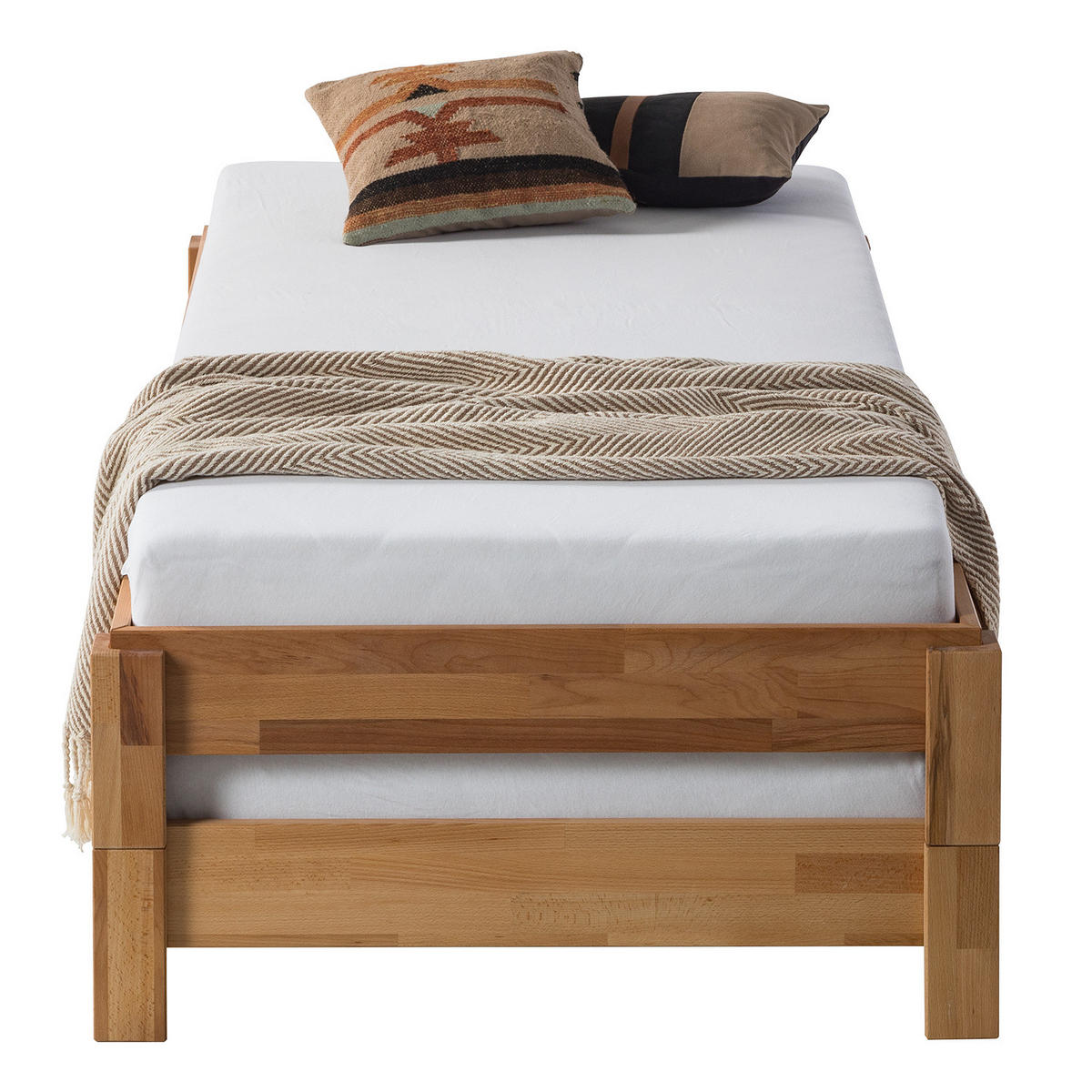 STAPELBETT - Buche massiv - 2er-Set - Buchefarben, Holz (90/200cm) - home24