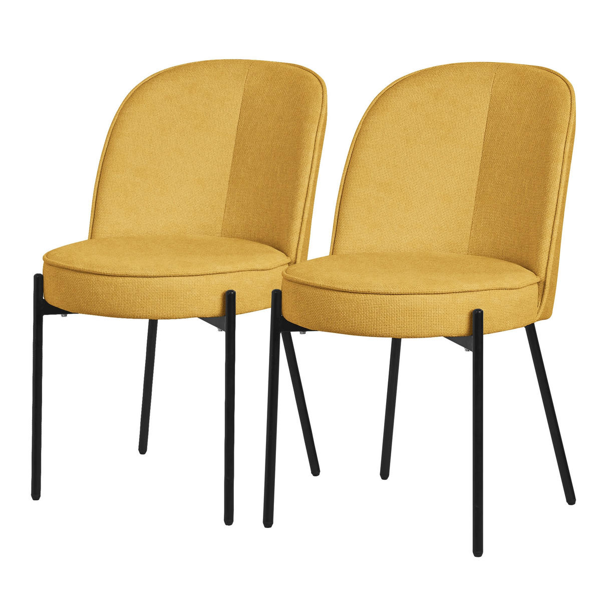 ESSZIMMERSTUHL 2er Set Senf mit Stoffbezug - Gelb/Schwarz, Textil/Metall (50/83/63cm) - ML-DESIGN