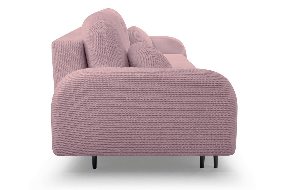 BETTSOFA VIVO Rosa Geflochtener Stoff mit Schlaffunktion - Rosa, Holz (230/95/102cm) - MASSENO