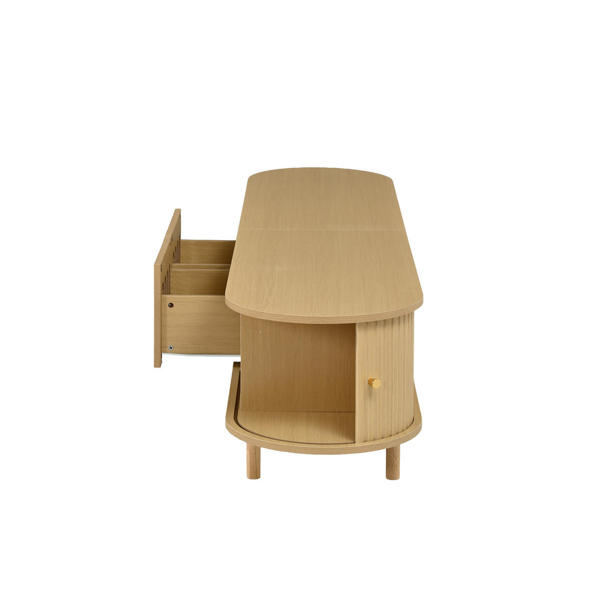 LOWBOARD DE-40408 2 Rattan-Schubladen mit Rolltüren Helle Holzfarbe - Naturfarben, Holzwerkstoff (180/40/40cm) - ComfortXL