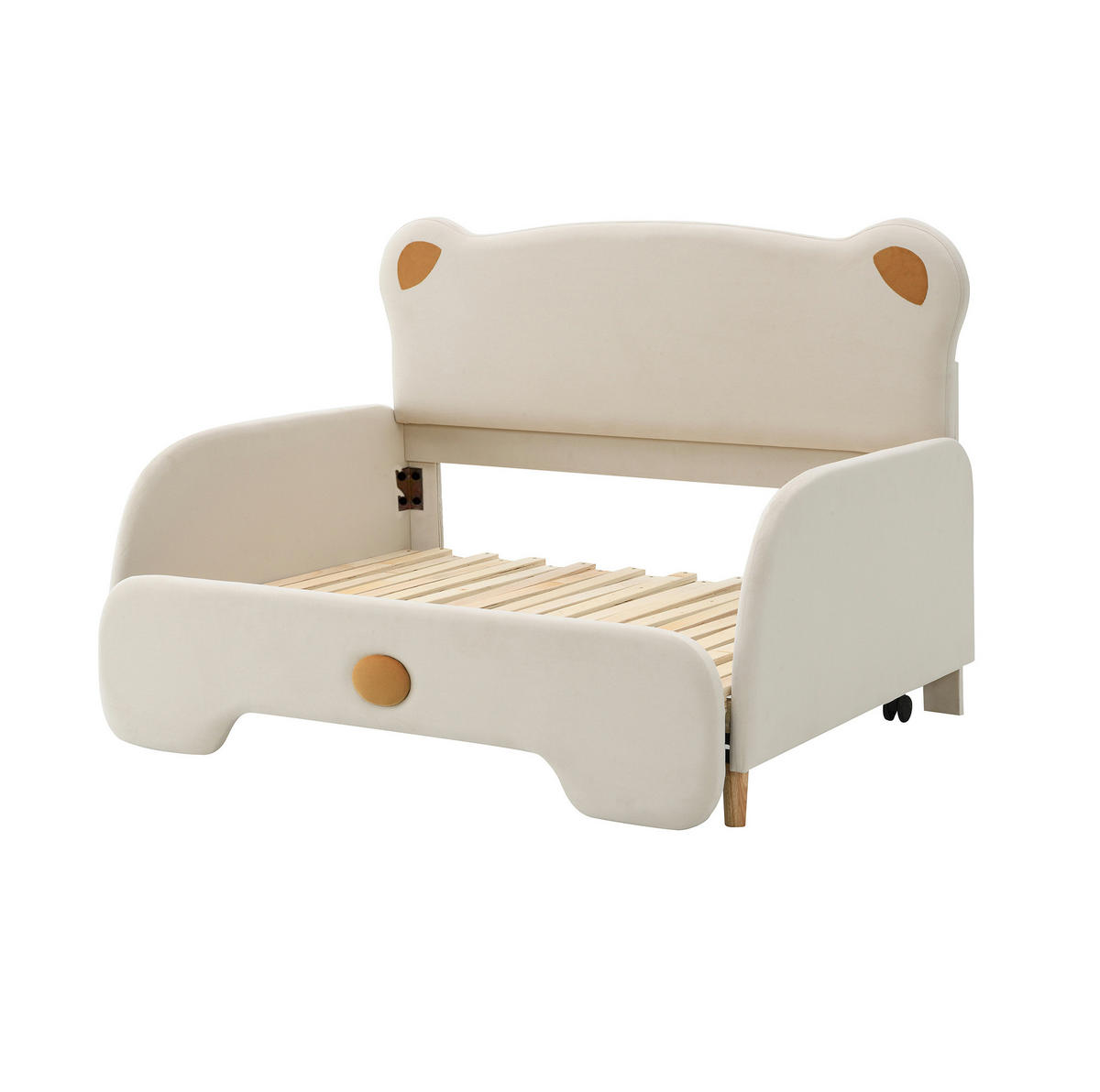 POLSTERBETT 140/200 cm in Beige aus Samt mit Bärendesign - Beige, Textil (140/200cm) - Flora Grace
