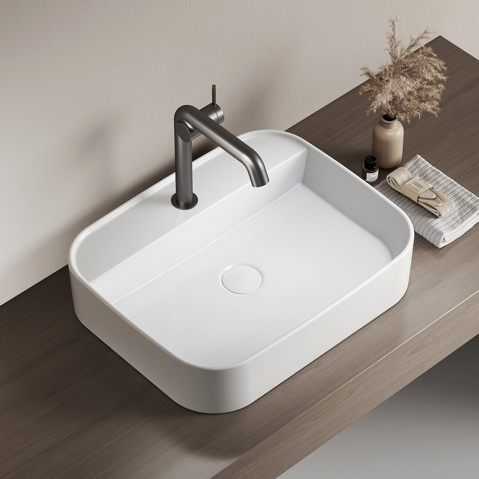 WASCHBECKEN Eickg Weiß 50 / 40 / 11 cm - Weiß Hochglanz, Keramik (40/11/50cm) - EMKE