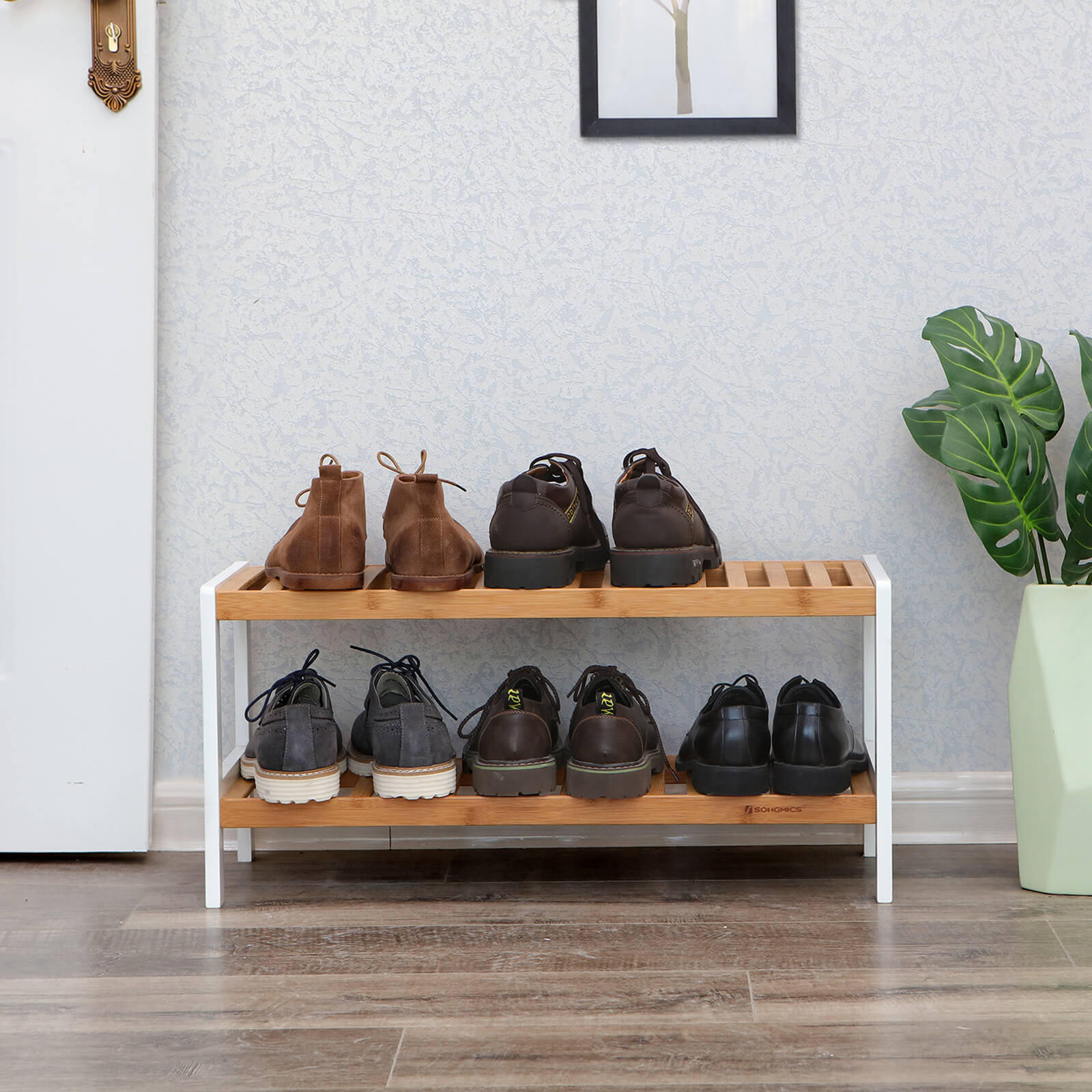SCHUHREGAL - Eukalyptusholzfarben, Holz (33/26/70cm) - Hansiro