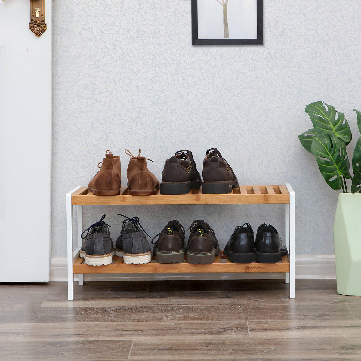 SCHUHREGAL - Eukalyptusholzfarben, Holz (33/26/70cm) - Hansiro