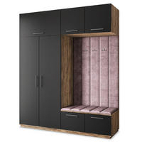 GARDEROBENSCHRANK REMA 200/240/60 cm Modern Garderobe-Set Eiche Lefkas - Eichefarben/Lila, Holzwerkstoff (200/240/60cm) - MASSENO