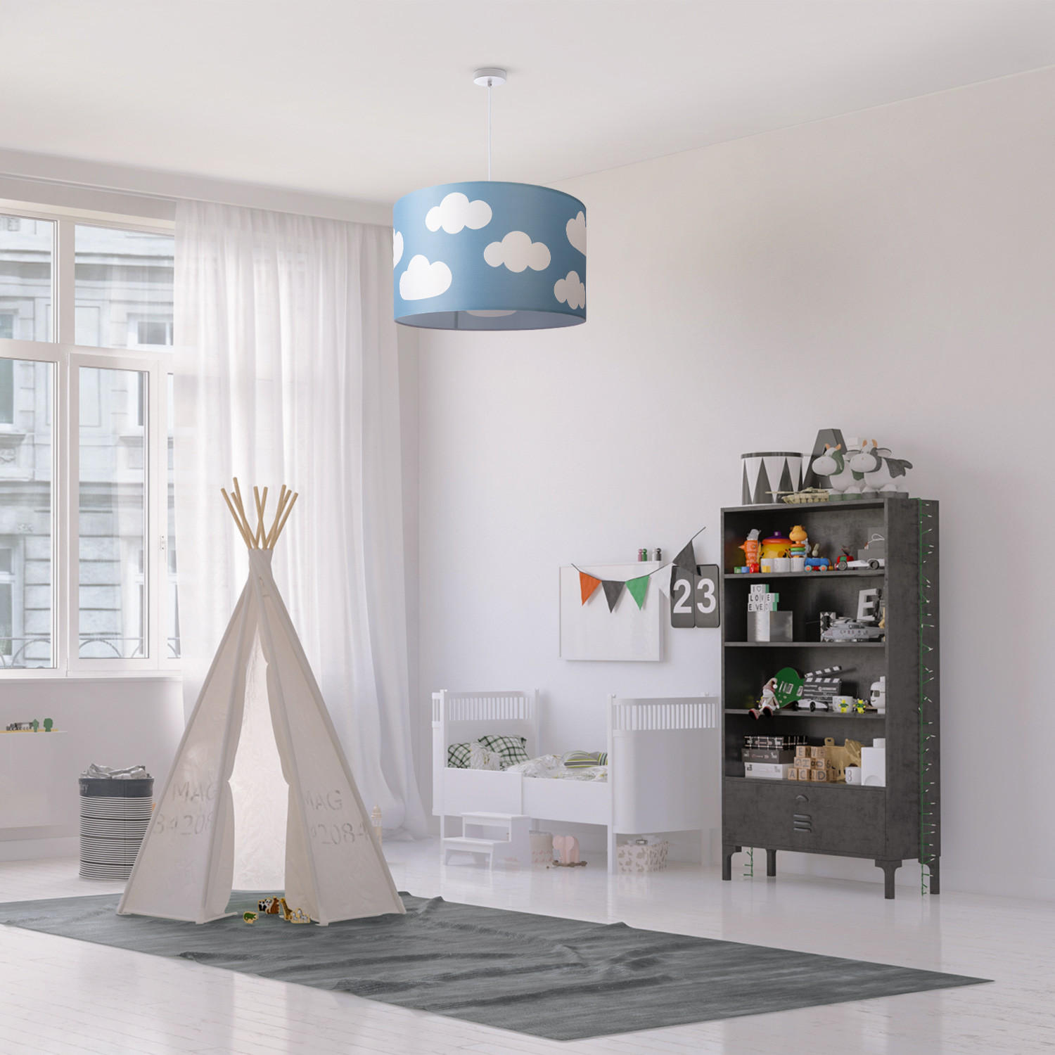 PENDELLEUCHTE Hugo Pd1 Cos 342 - Hellblau, Metall (45.5/45.5/27cm) - Paco Home