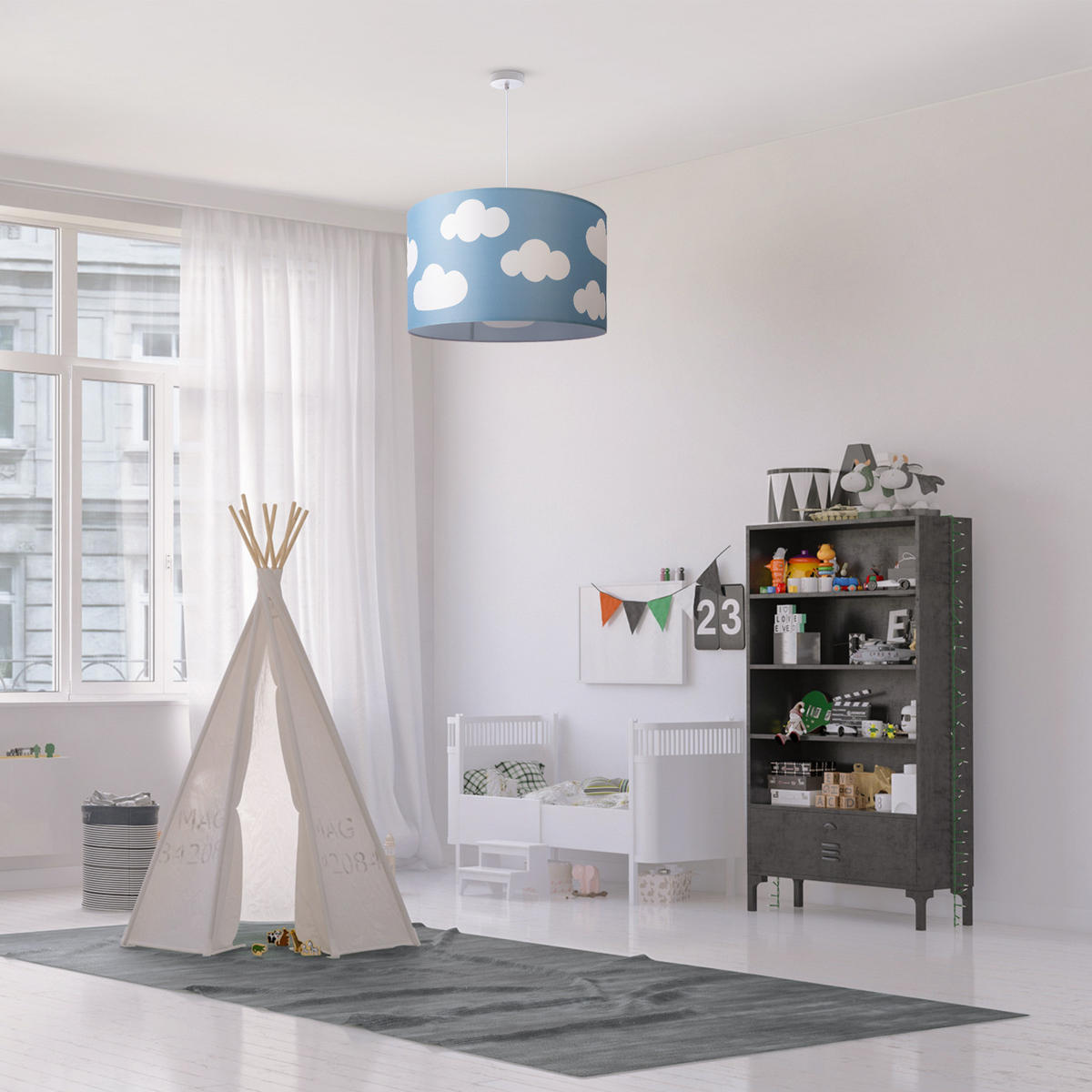PENDELLEUCHTE Hugo Pd1 Cos 342 - Hellblau, Metall (45.5/45.5/27cm) - Paco Home