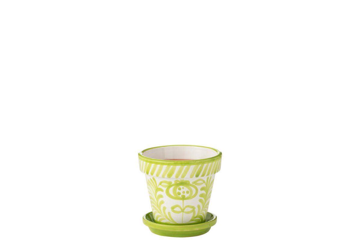 BLUMENTOPF GRANADA PATTERN - Töpferei - Grün - S - Ø 21 cm - Multicolor, Keramik (21/19cm) - J-Line