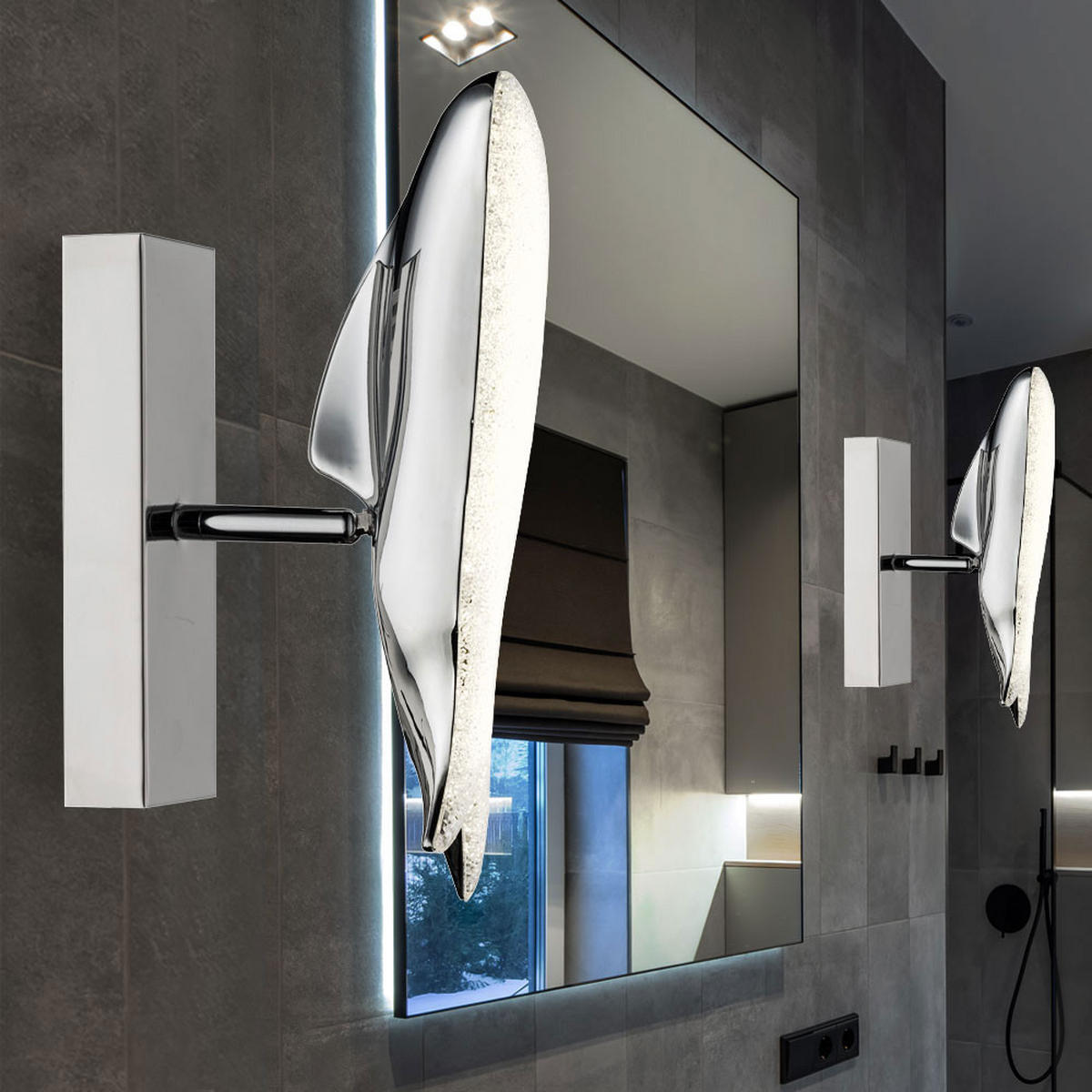 LED WANDLEUCHTE Preston Chrom Silber - Silberfarben, Metall (6/23.5/13cm) - Globo Lighting