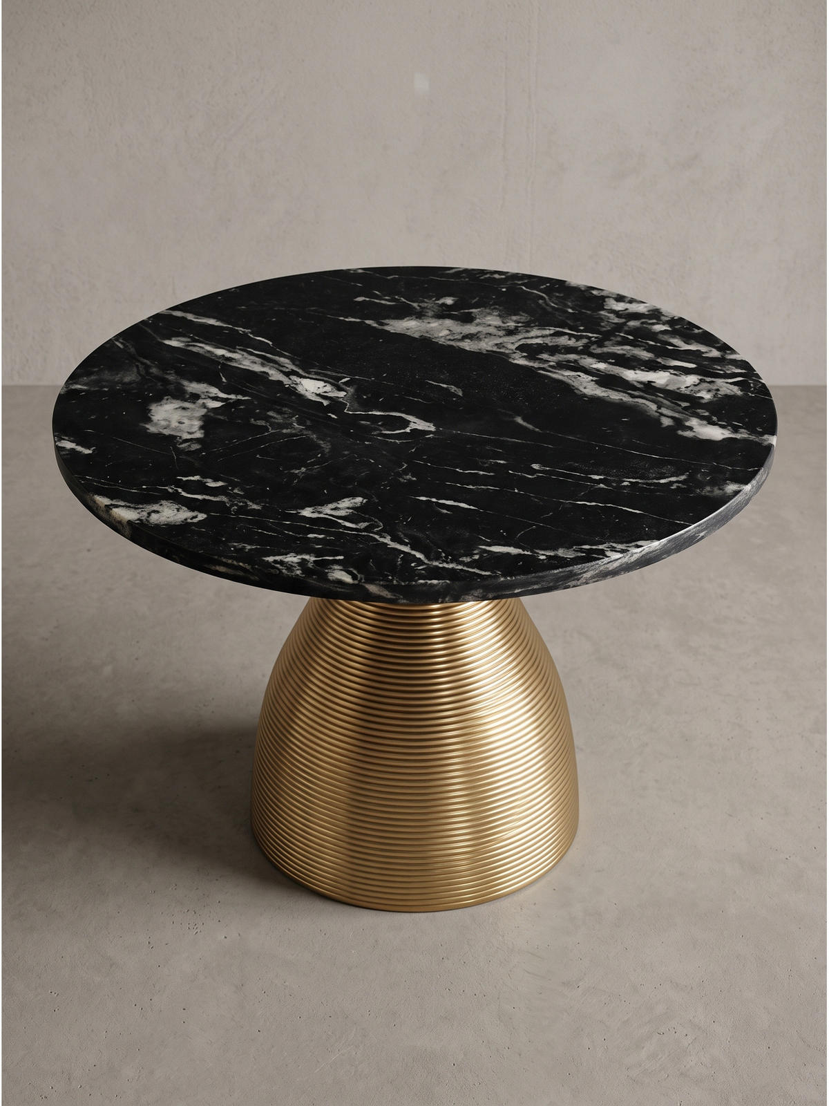COUCHTISCH TORMES, Marmor, handgefertigt, Schwarz-Gold, Ø 60 x 40 cm - Goldfarben/Schwarz, Stein/Metall (60/60/40cm) - KADIMA DESIGN
