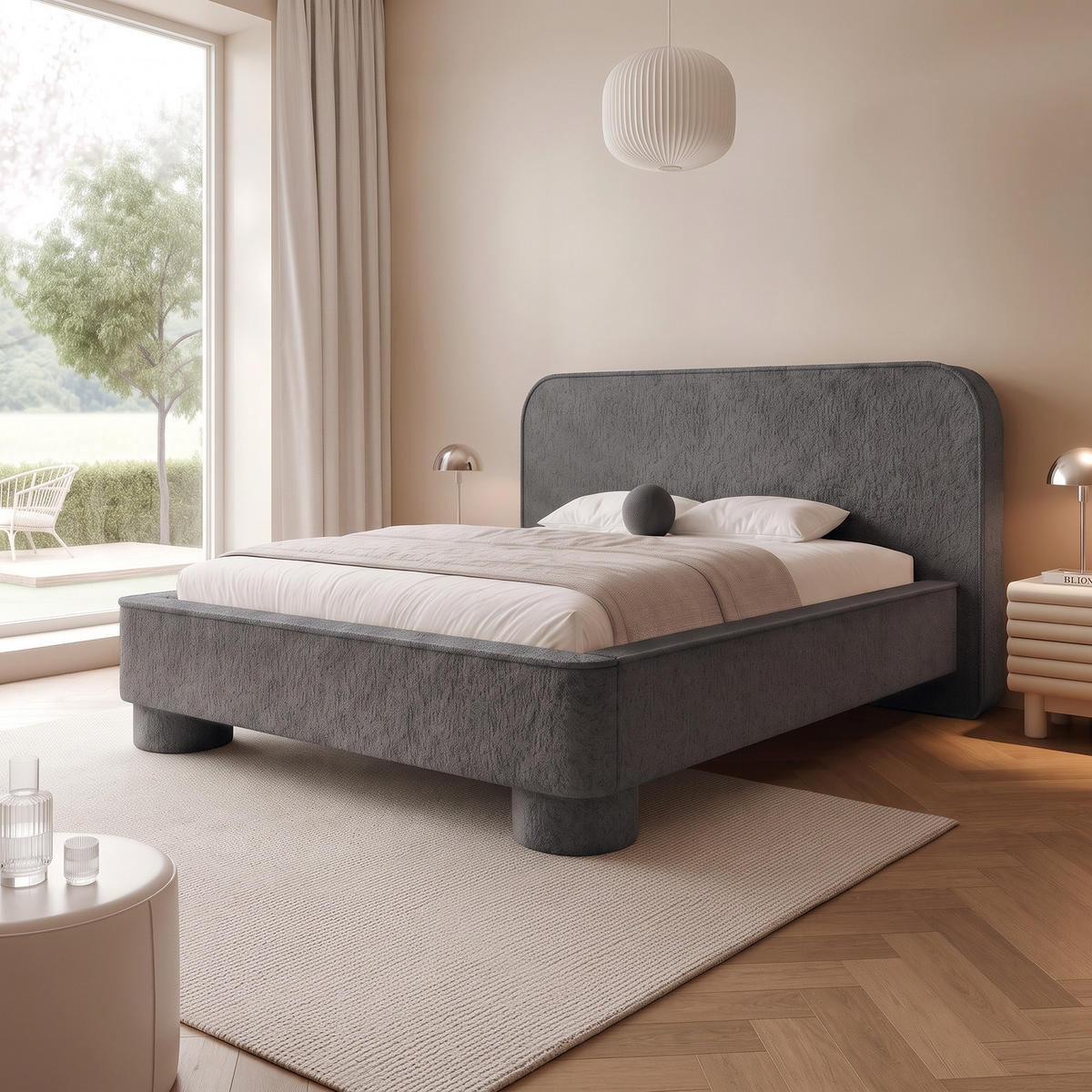 POLSTERBETT SALNUK 120x200 cm, Anthrazit - Anthrazit, Textil (200/120cm) - Fedve