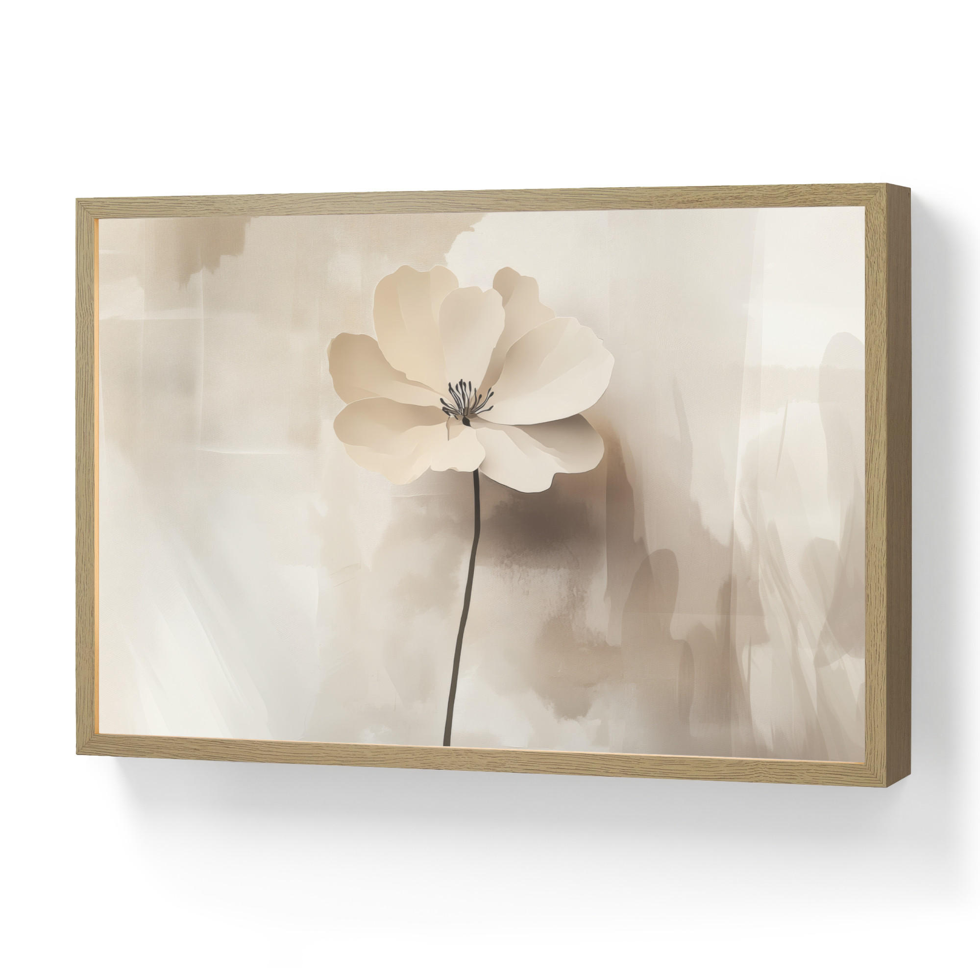 NÁSTĚNNÁ LAMPA S AKUMULÁTOREM Květina - béžová - barva - stín 60x40 cm - béžová, kompozitní dřevo (60/40/8cm) - OnlyWow