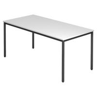 BESPRECHUNGSTISCH Serie-D 80/160/72 cm in Weiß/Rundrohr schwarz - Schwarz/Weiß, Holzwerkstoff (80/160/72cm) - bümö