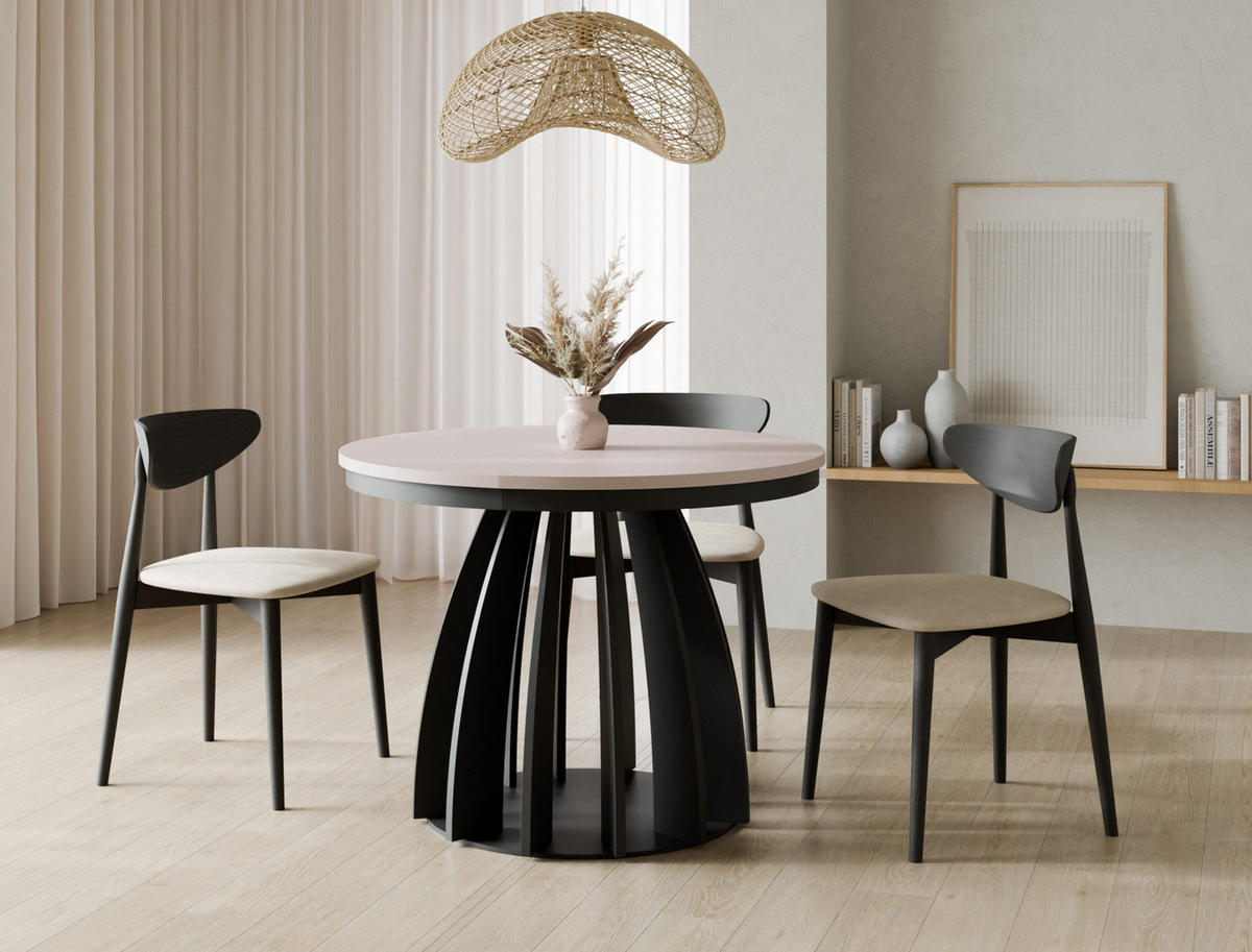 ESSTISCH 100-180 Kaschmir Schwarz SABO - Kaschmir/Schwarz, Holzwerkstoff (100/100/76cm) - Compleo24