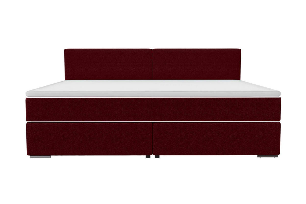 FAMILIENBETT BOXSPRINGBETT Webstoff Bordeaux 220/200 cm - Chromfarben/Bordeaux, Kunststoff/Textil (220/200cm) - 99rooms