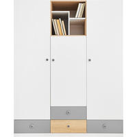 DREHTÜRENSCHRANK BRERA 150/190/50cm 3-türig Eichefarben - Eichefarben/Weiß, Holzwerkstoff (150/190/50cm) - MASSENO