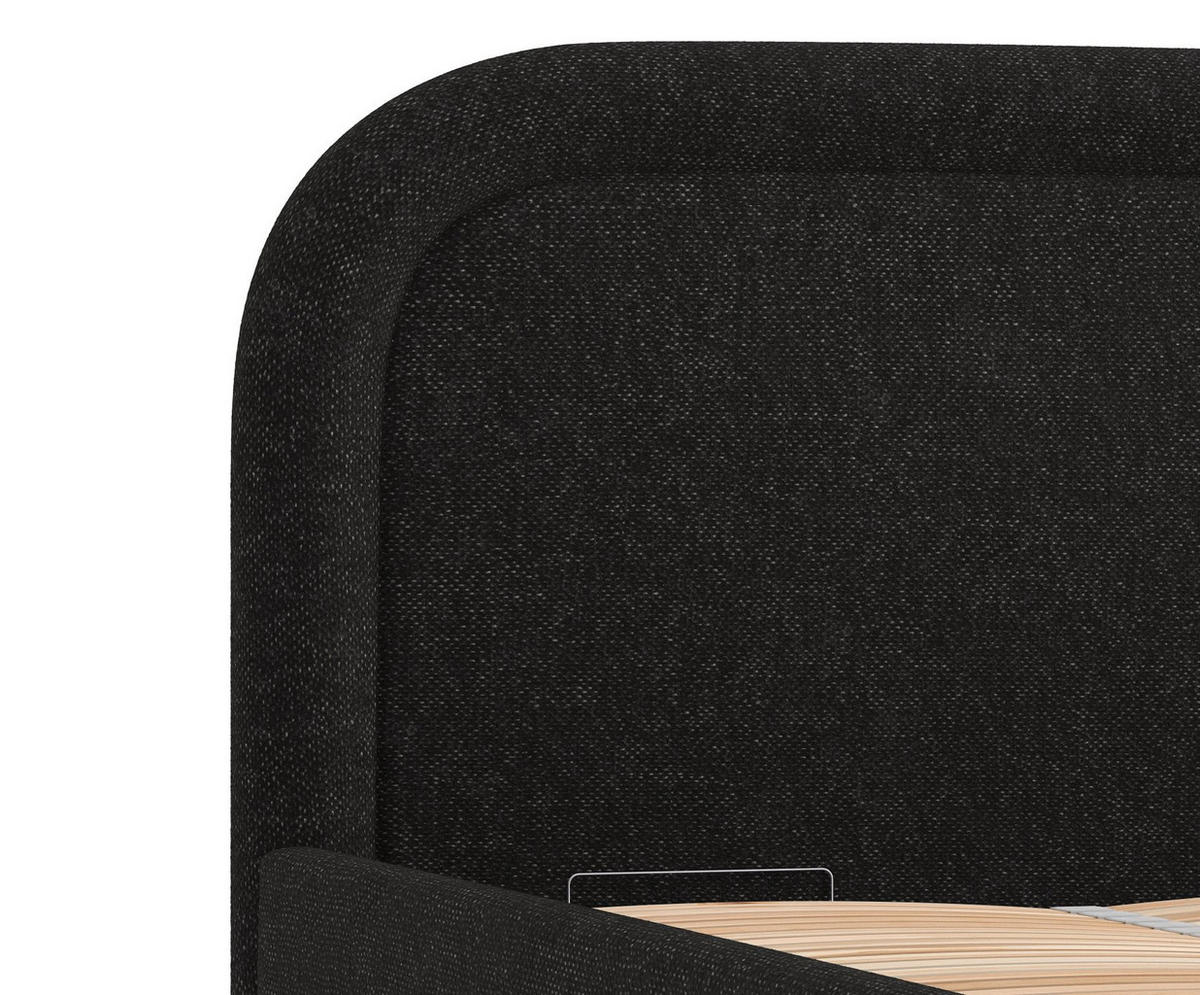 POLSTERBETT Mija Schwarz 140/200 cm im Chenille-Stoff - Schwarz/Naturfarben, Holz/Holzwerkstoff (140/200cm) - Maison de Reve