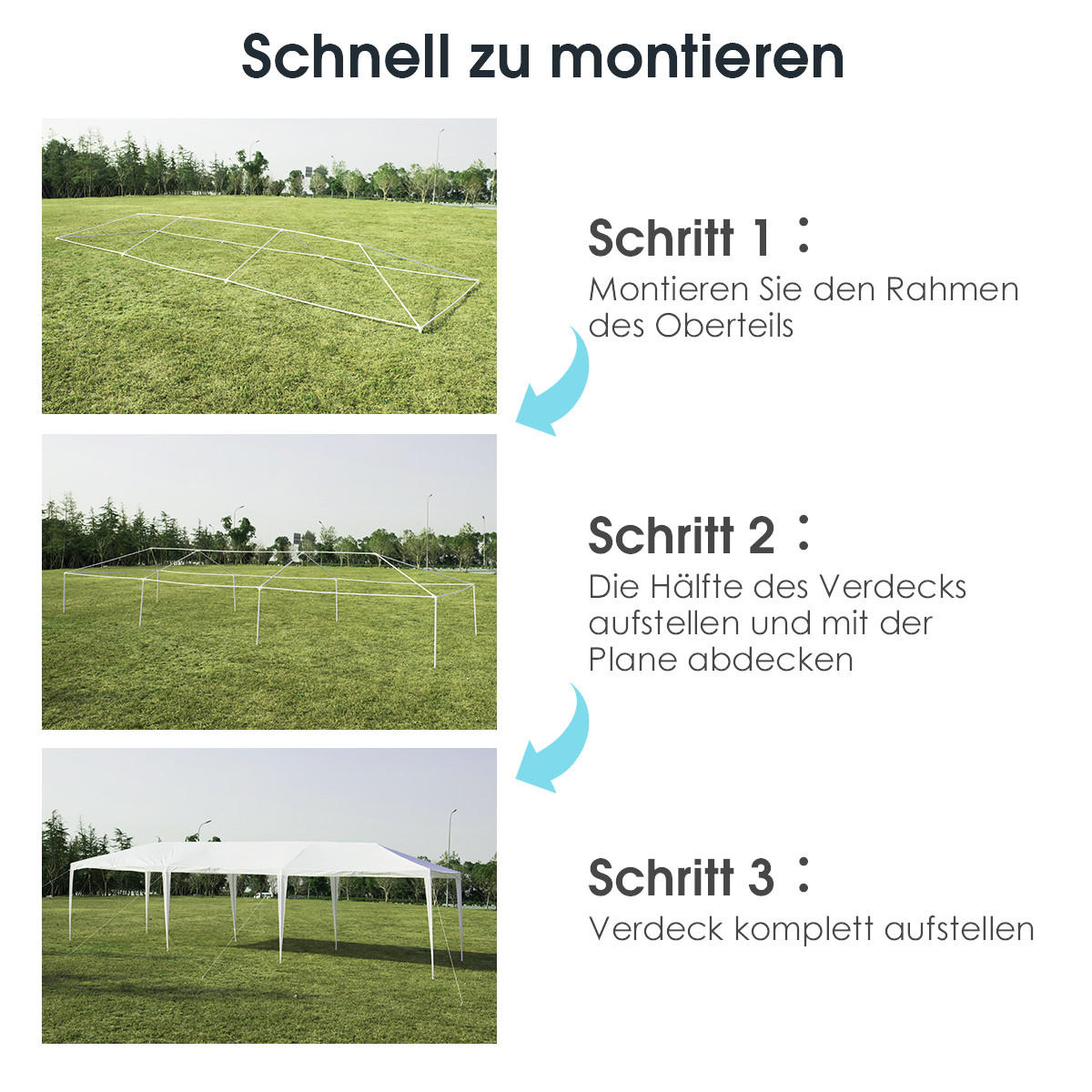 GARTENPAVILLON Weiß - Weiß, Metall (900/260/300cm) - COSTWAY