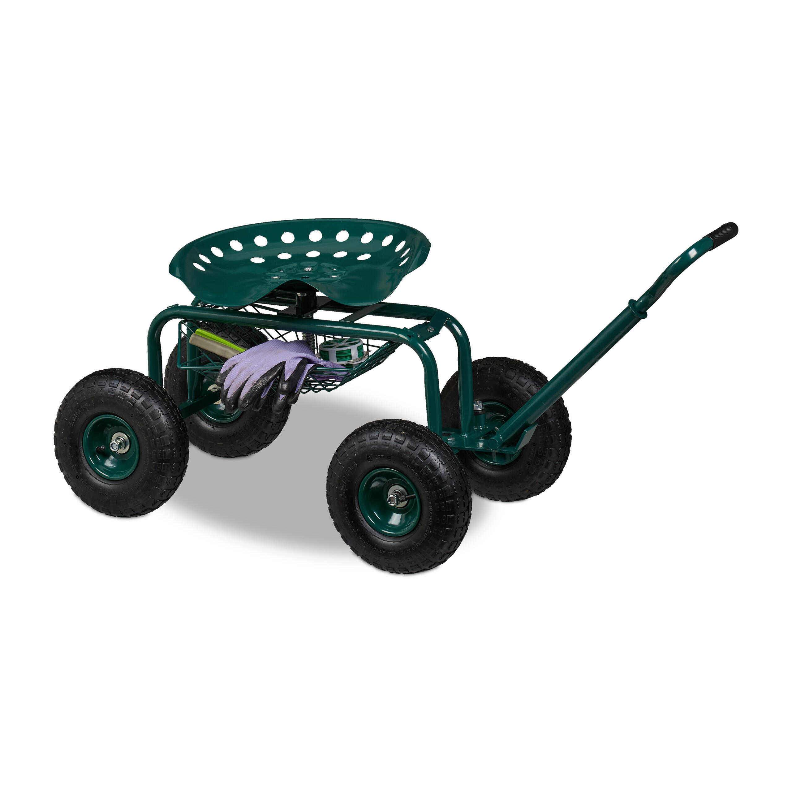 GARTENSITZ - Dunkelgrün, Kunststoff/Metall (43/54/82cm) - Relaxdays