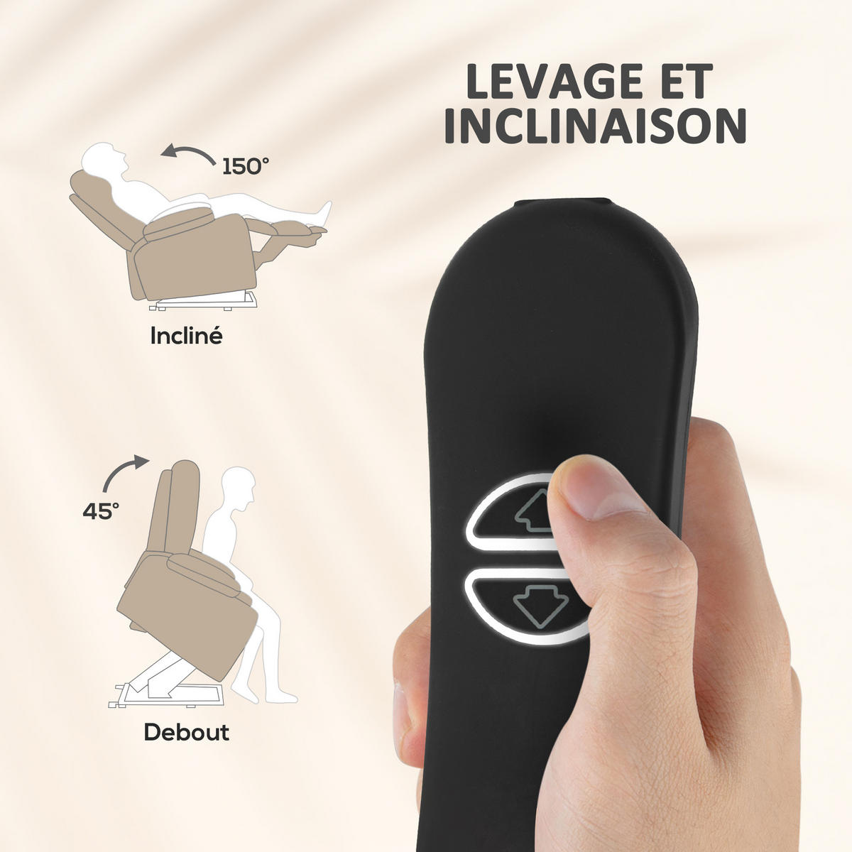 MASSAGESESSEL DE-15434 elektrisch mit Massage, Heizung und Aufstehhilfe - Beige, Metall (104/100/93cm) - ComfortXL